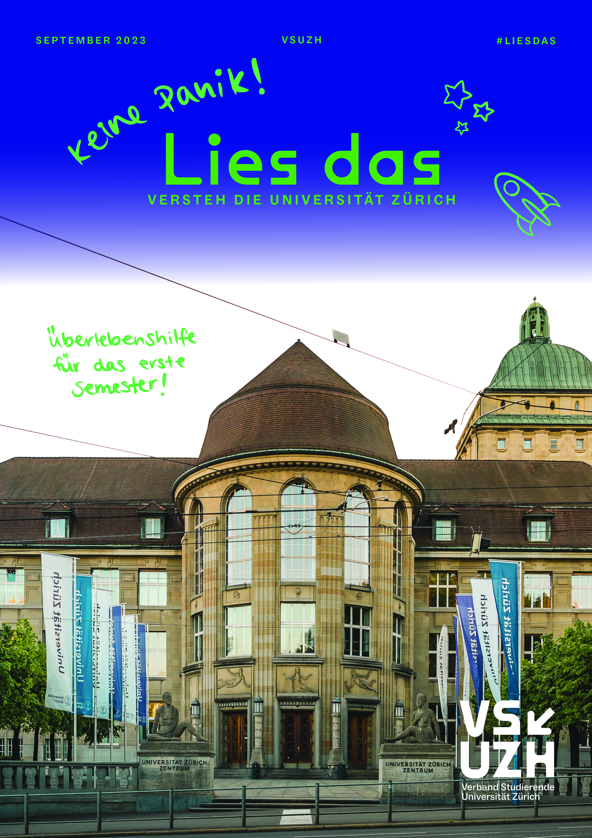 Deckblatt des Studienratgebers "Lies das" mit Foto des Hauptgebäudes